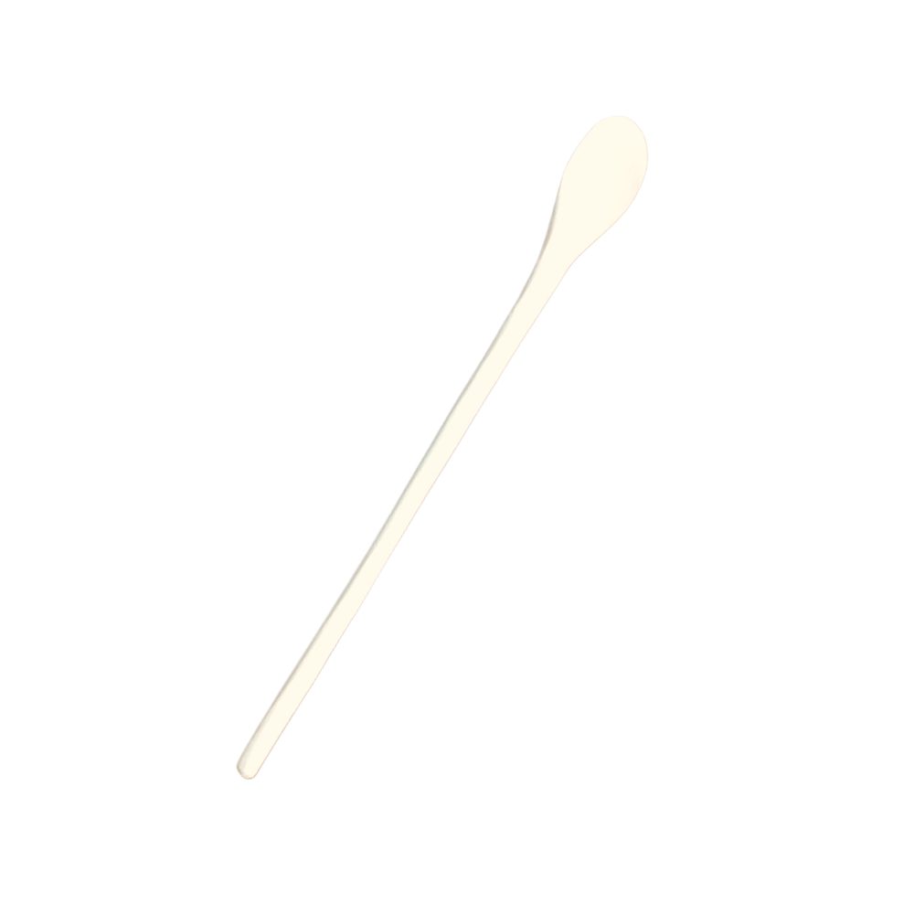 Long-handled wooden mixing spoon