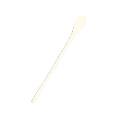 Long-handled wooden mixing spoon