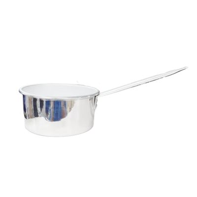 Large aluminium milk pan with long handle