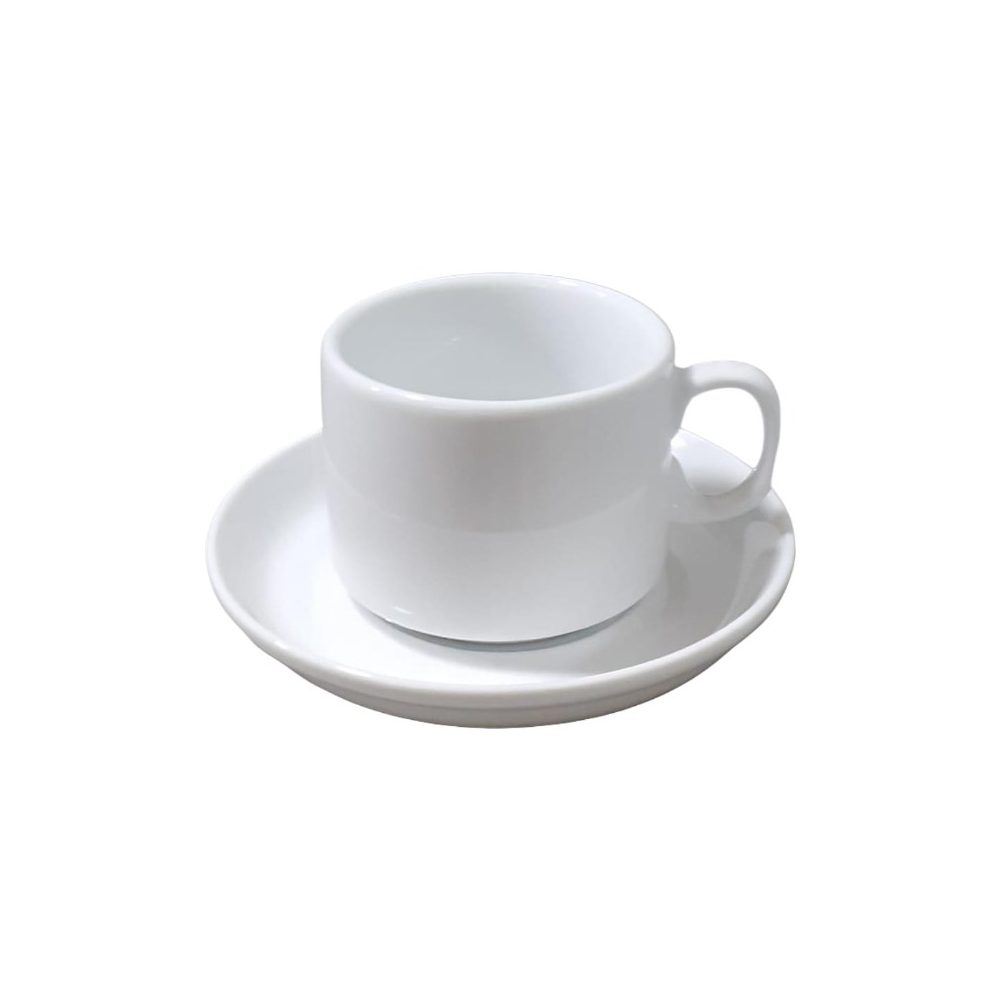 White Round Tea Cup and Saucer