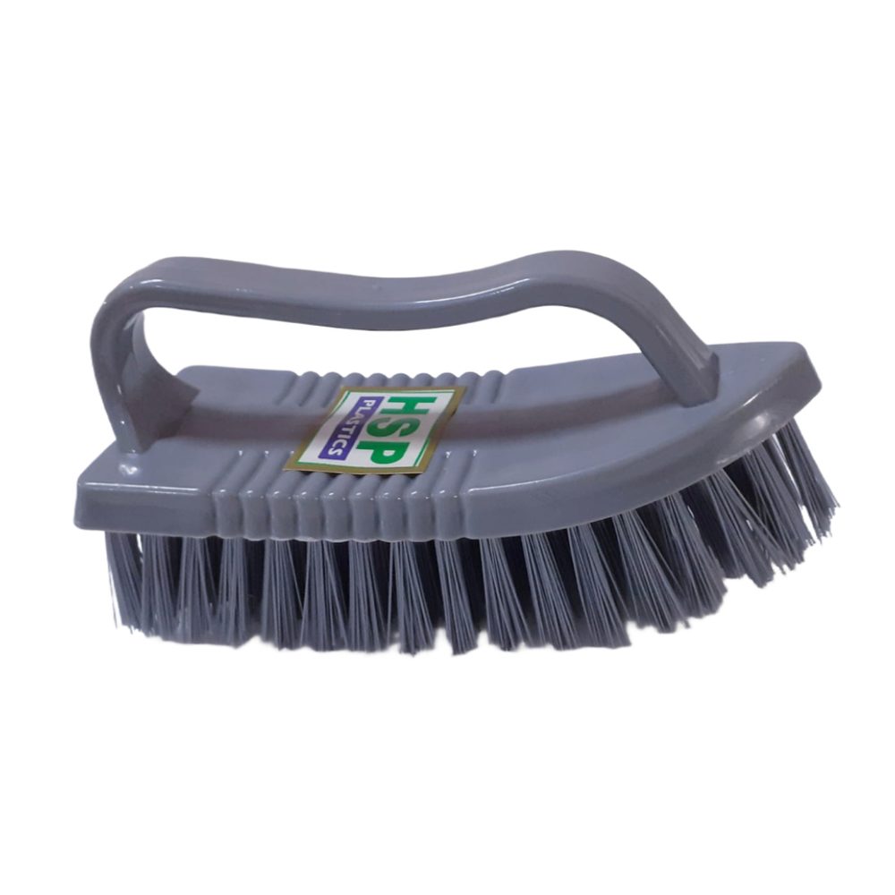 Iron-shaped scrubbing brush with handle