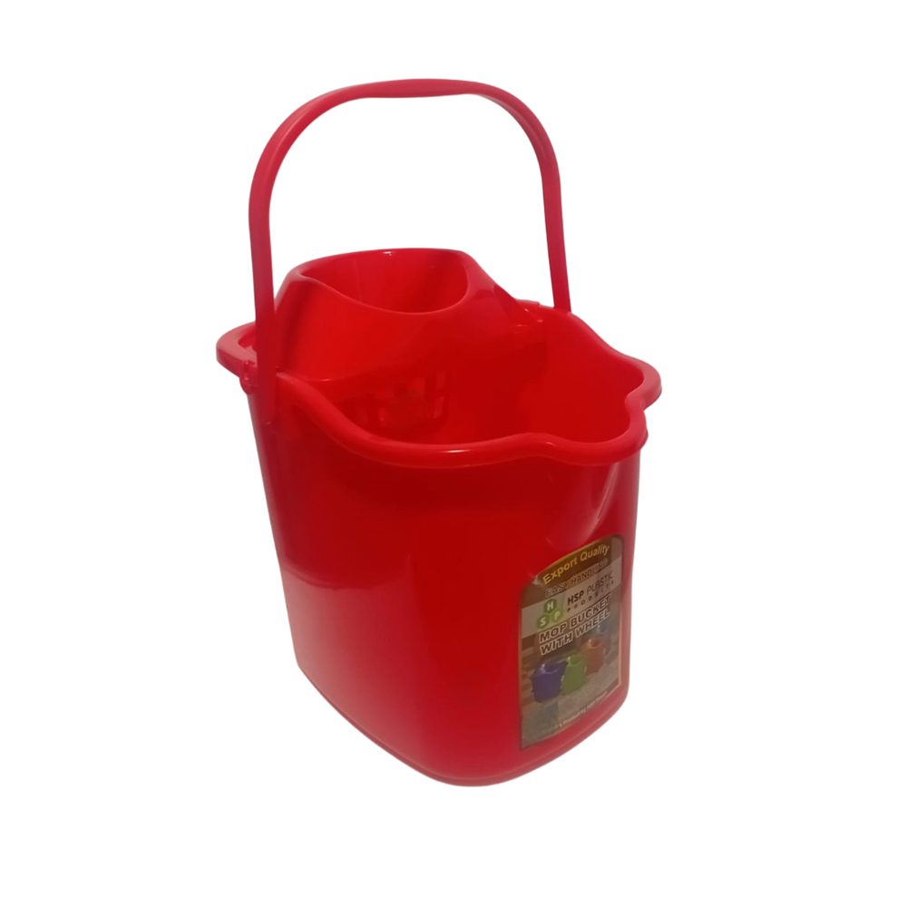Plastic mop bucket with wringer