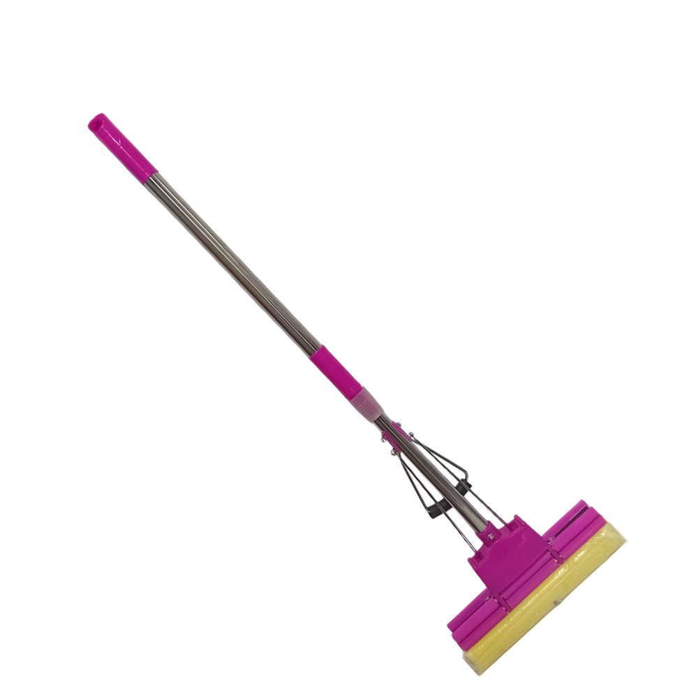 Roller sponge floor mop with squeeze handle