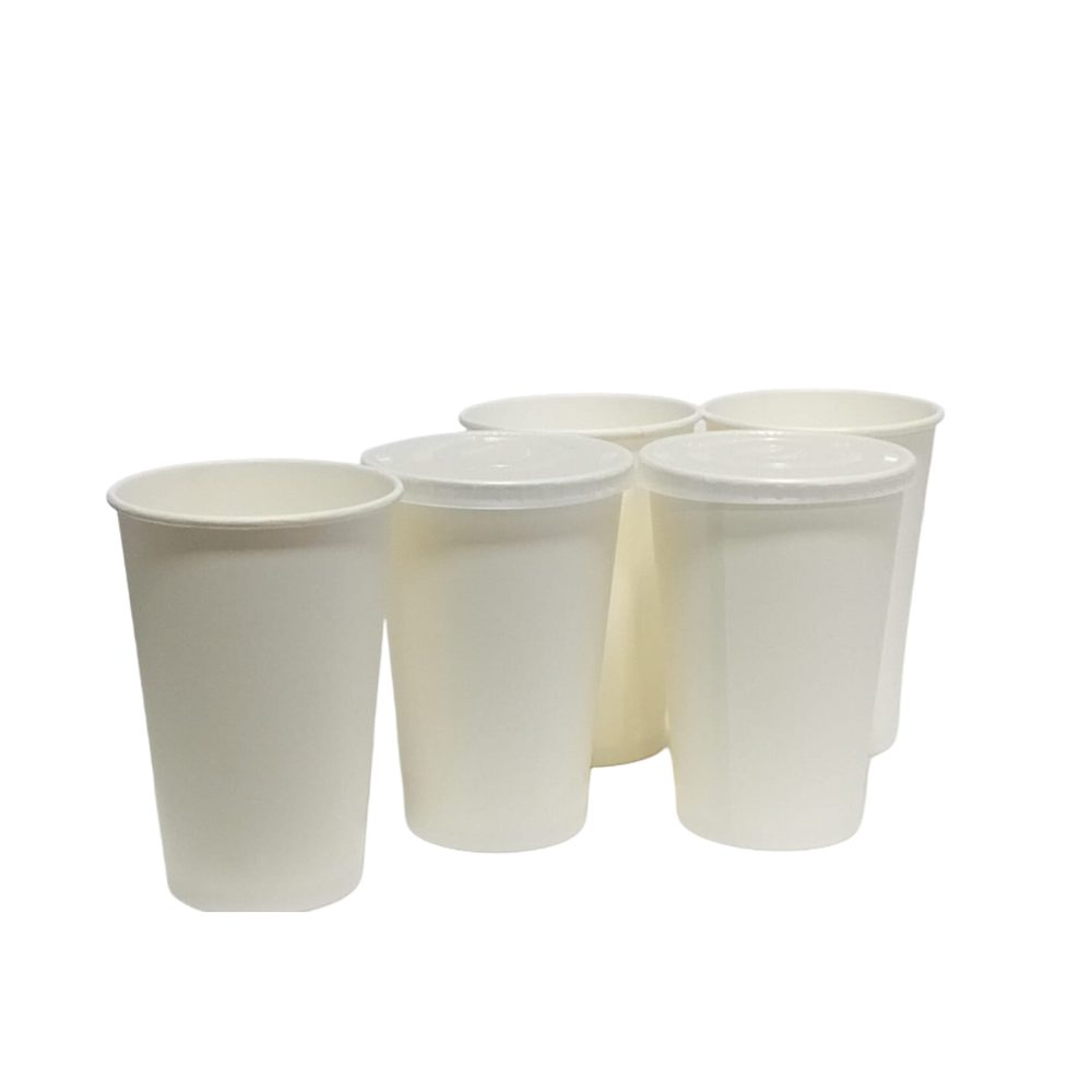 400ml Paper Tumblers with Lids, 5-Pack