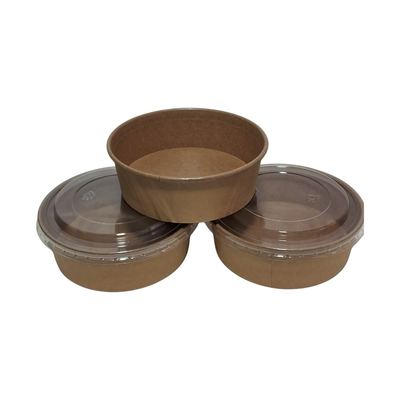 Kraft Paper Bowls With Lids, 500ml