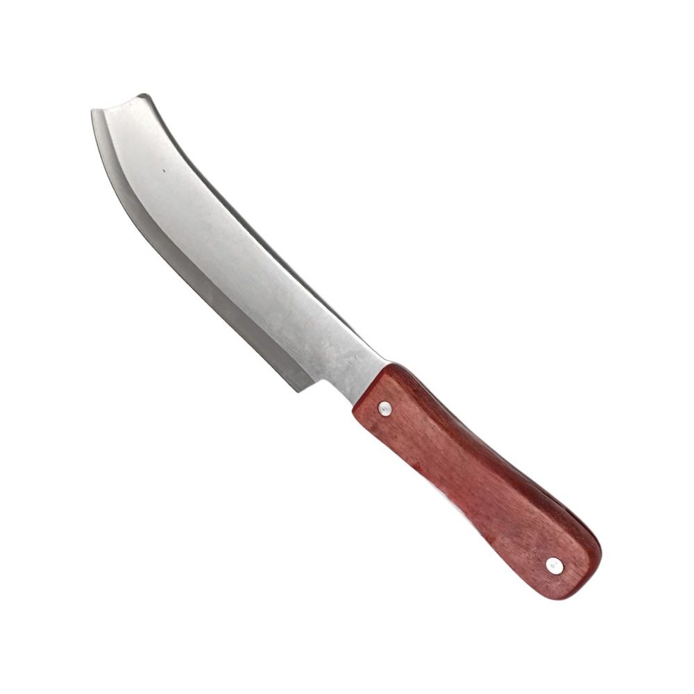 Heavy Curved Kitchen Knife, Wooden Handle