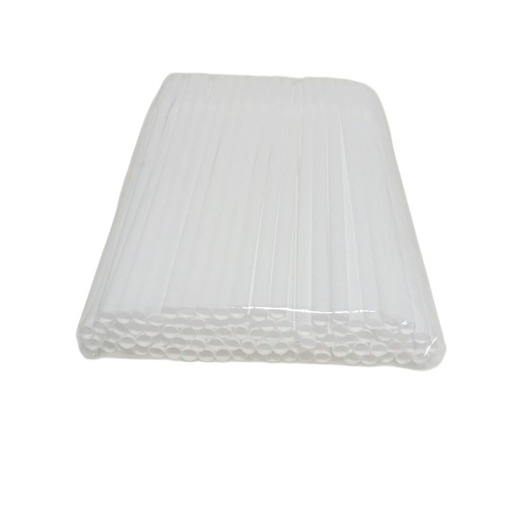 White Plastic Drinking Straws (Pack)