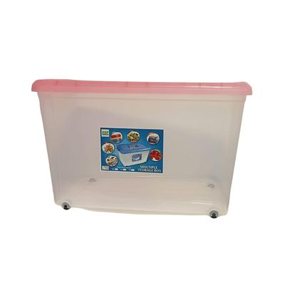 60L Clear Plastic Storage Box with Wheels