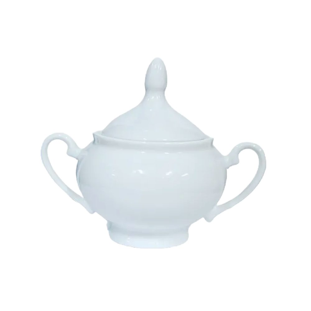 White Porcelain Sugar Bowl with Lid