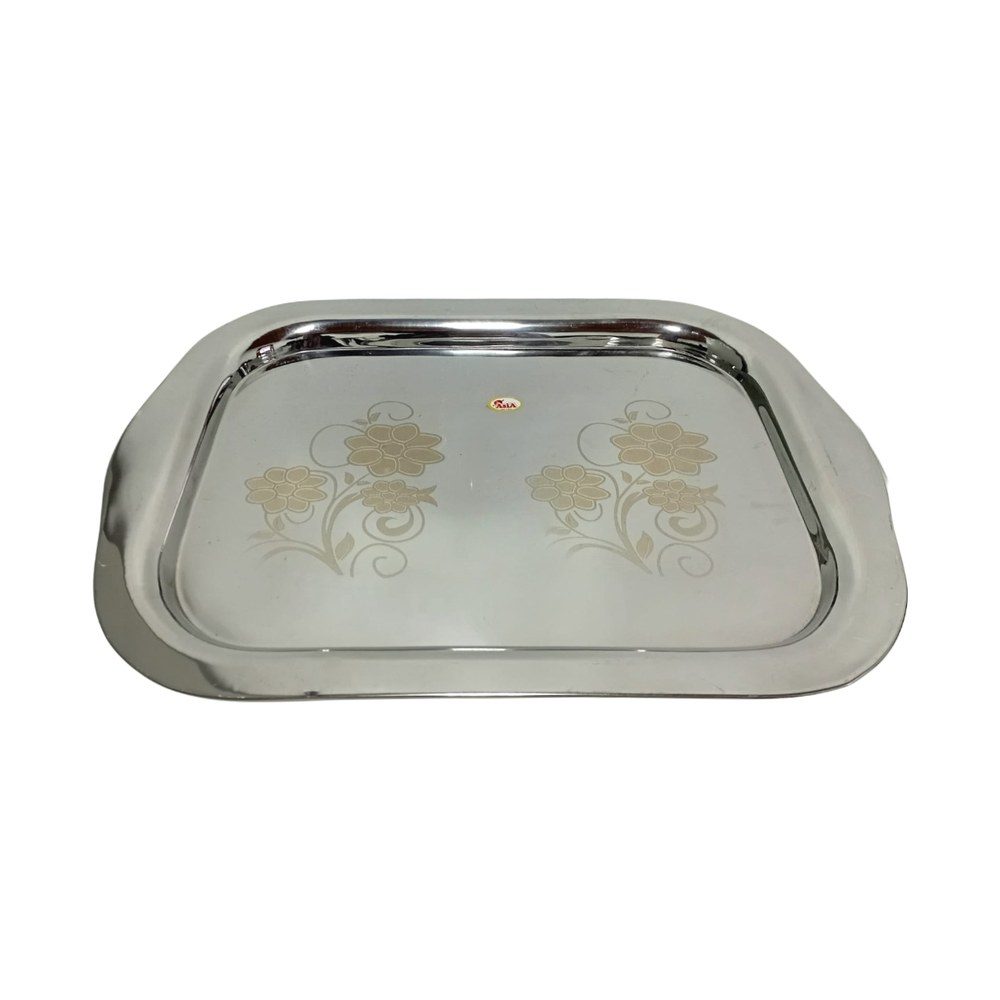 Stainless Steel Floral Serving Tray