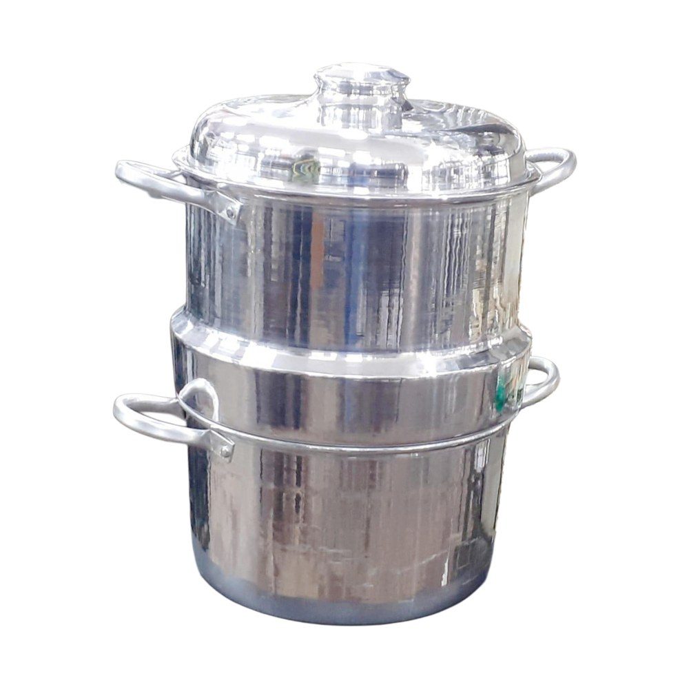 Large two-tier aluminium steamer pot
