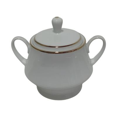 Gold line porcelain sugar bowl