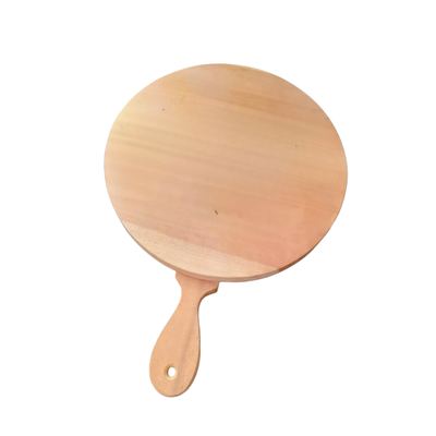 Round wooden pizza serving board