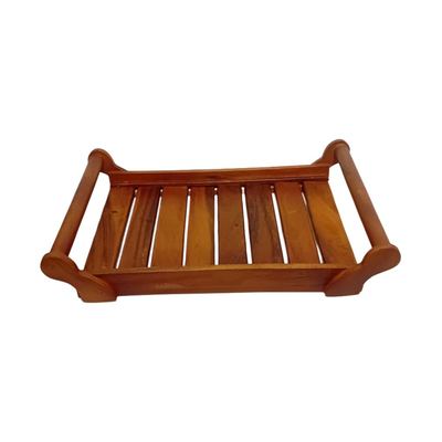 Large Slatted Wooden Serving Tray