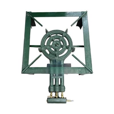 Three-port cast iron gas burner with stand