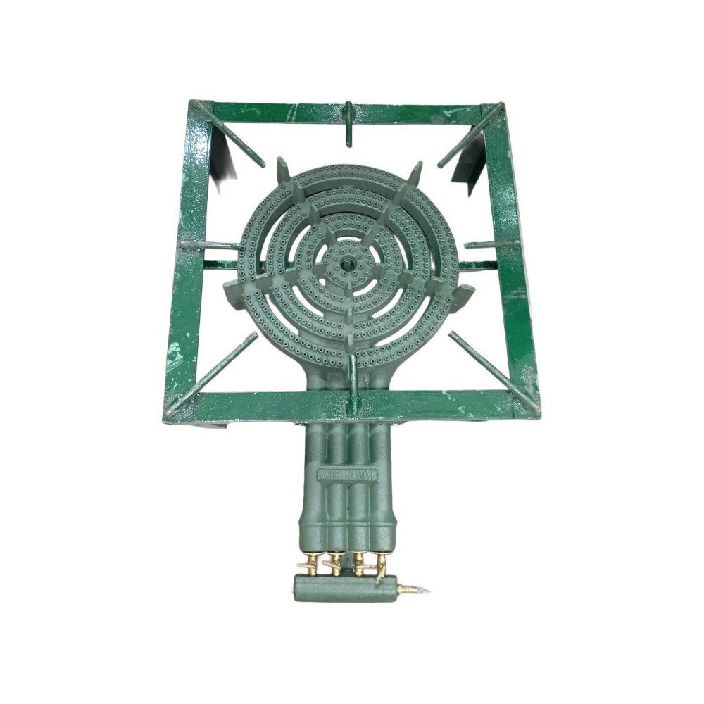 Four-port cast iron gas burner with stand