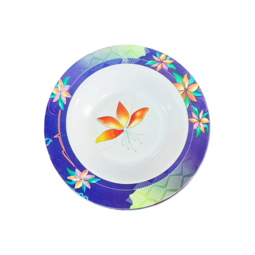9" Melamine Soup Plate, Blue Floral