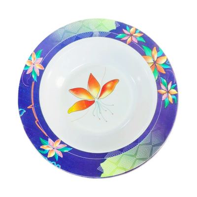9" Melamine Soup Plate, Blue Floral