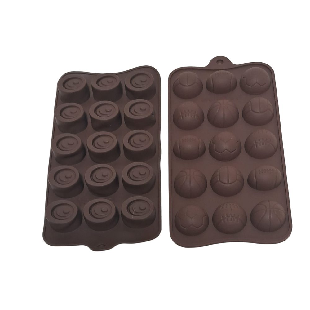 15-Cavity Silicone Chocolate Mould, Sports Balls