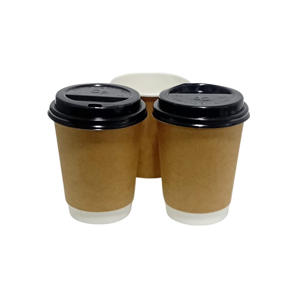 Kraft Paper Coffee Cups with Lids, 250ml (25 pcs)
