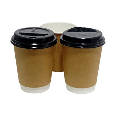 Kraft Paper Coffee Cups with Lids, 250ml (25 pcs)