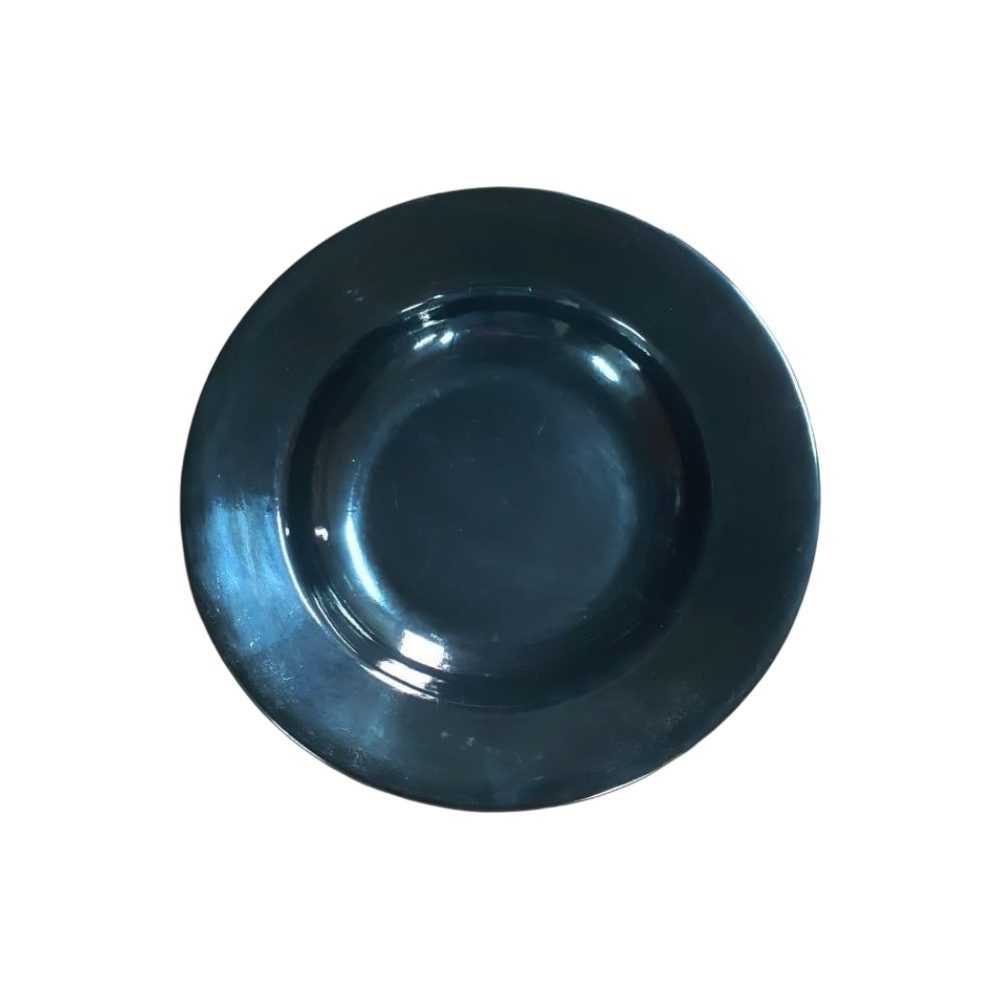 9" Black Melamine Deep Rim Plate
