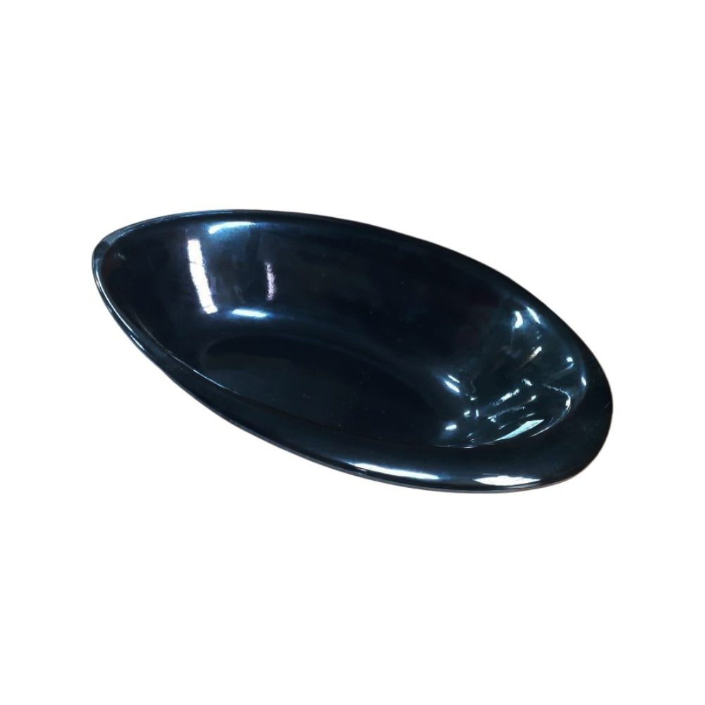 11" Black Melamine Oval Bowl