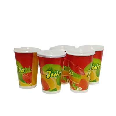 Printed juice cups with lids, 300ml (5 pcs)