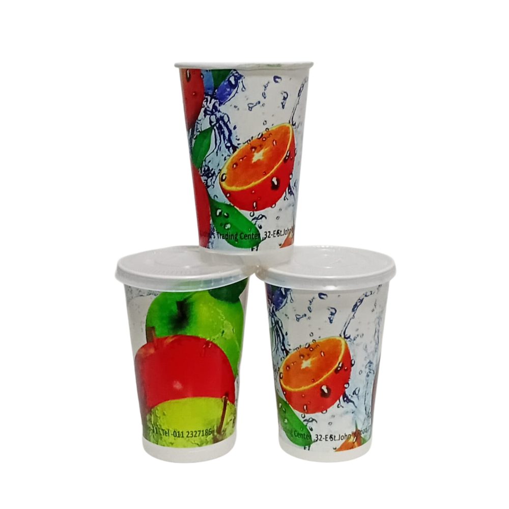 Printed Juice Cups with Lids, 400ml (5 pcs)