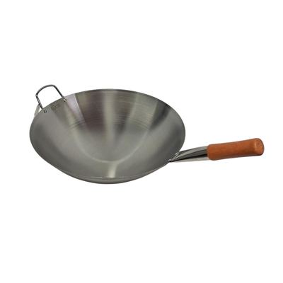 Stainless Steel Wok With Wooden Handle