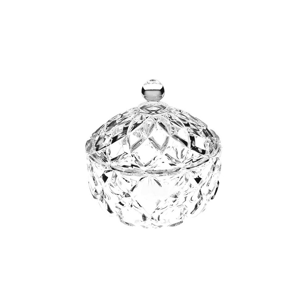Cut-glass sugar pot with lid