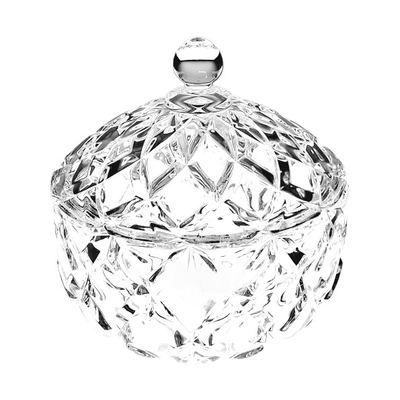 Cut-glass sugar pot with lid