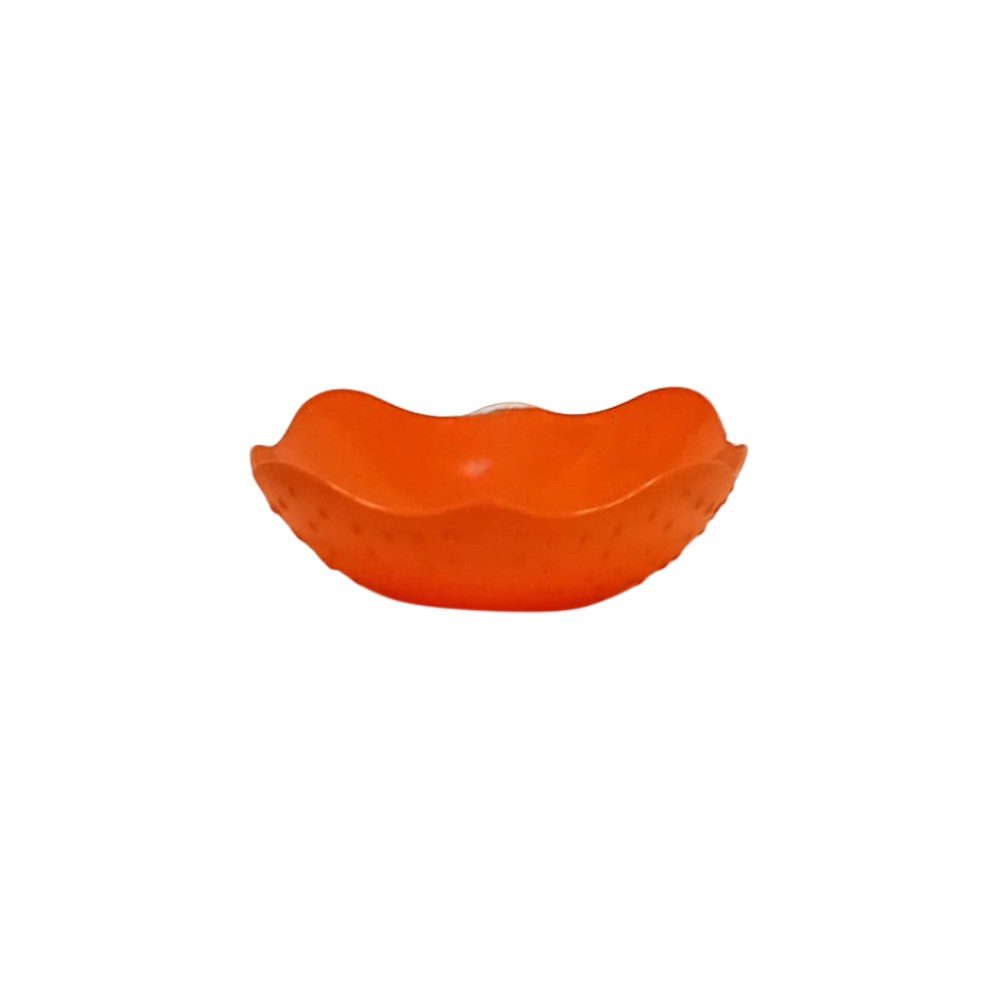 Orange plastic scalloped serving bowl