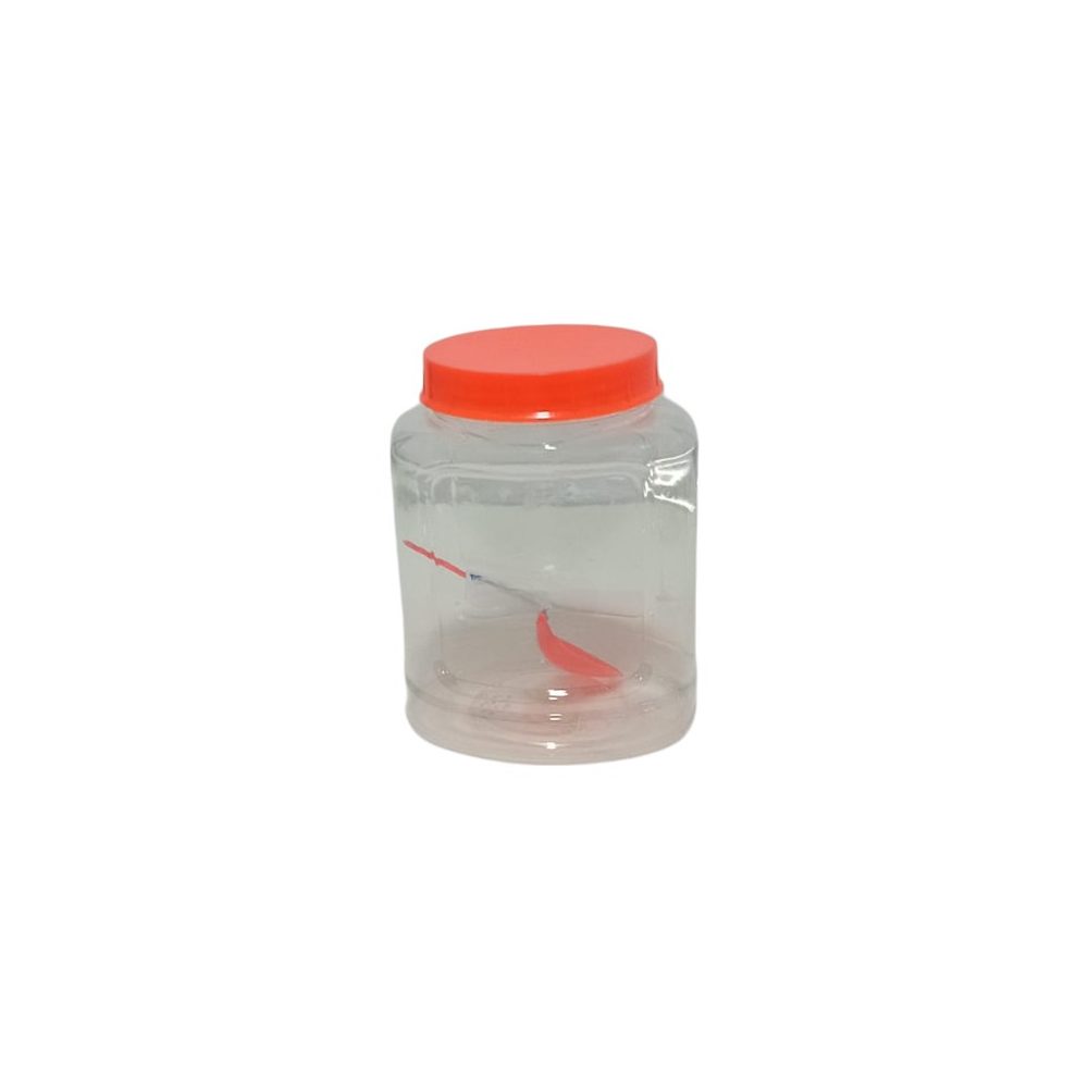 Clear Plastic Storage Jar with Red Lid