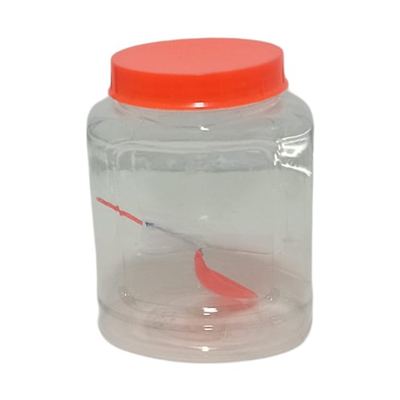 Clear Plastic Storage Jar with Red Lid