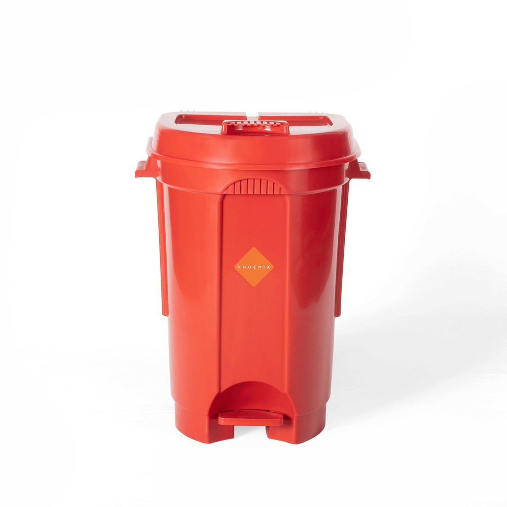 70L red pedal garbage bin