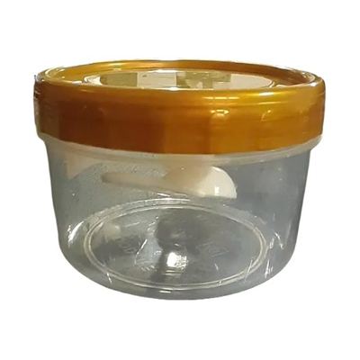 Clear plastic jar with gold lid, 250ml