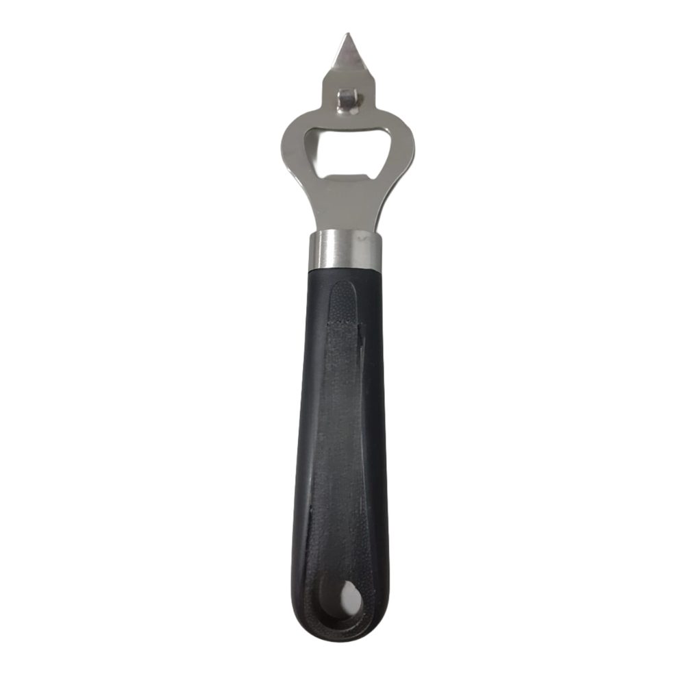 Bottle and Can Opener with Black Handle