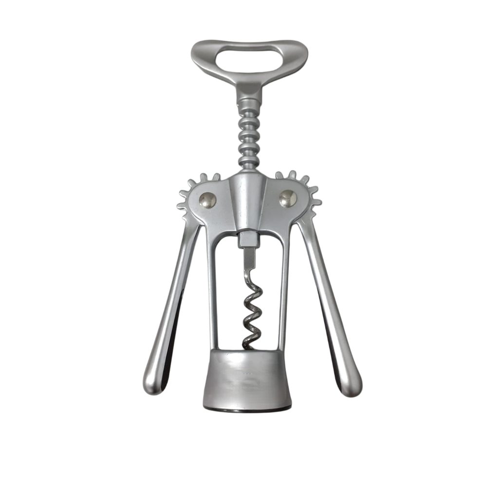 Winged lever wine bottle opener