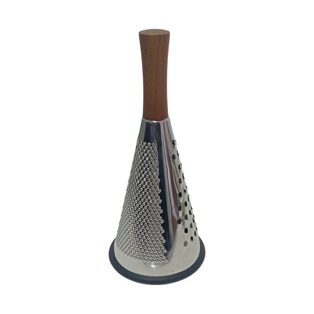 Stainless steel cone grater with wooden handle