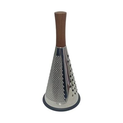 Stainless steel cone grater with wooden handle