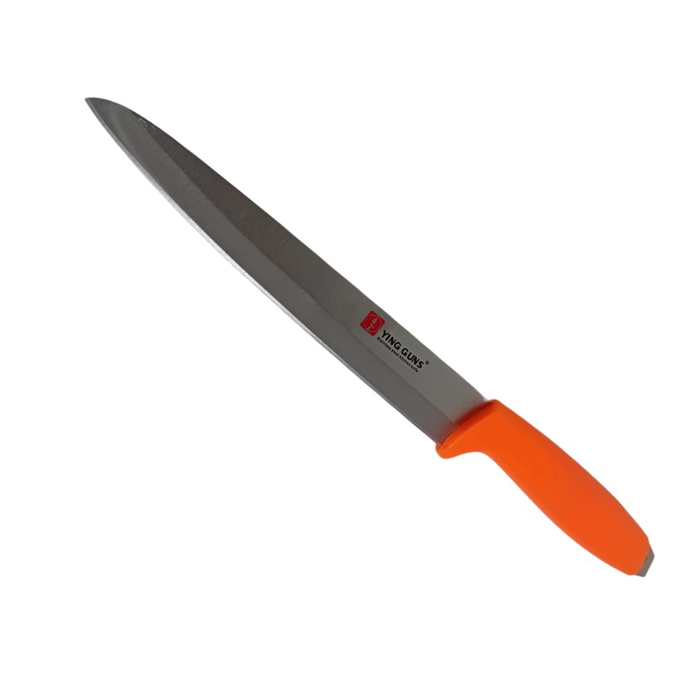Stainless steel kitchen knife, orange handle