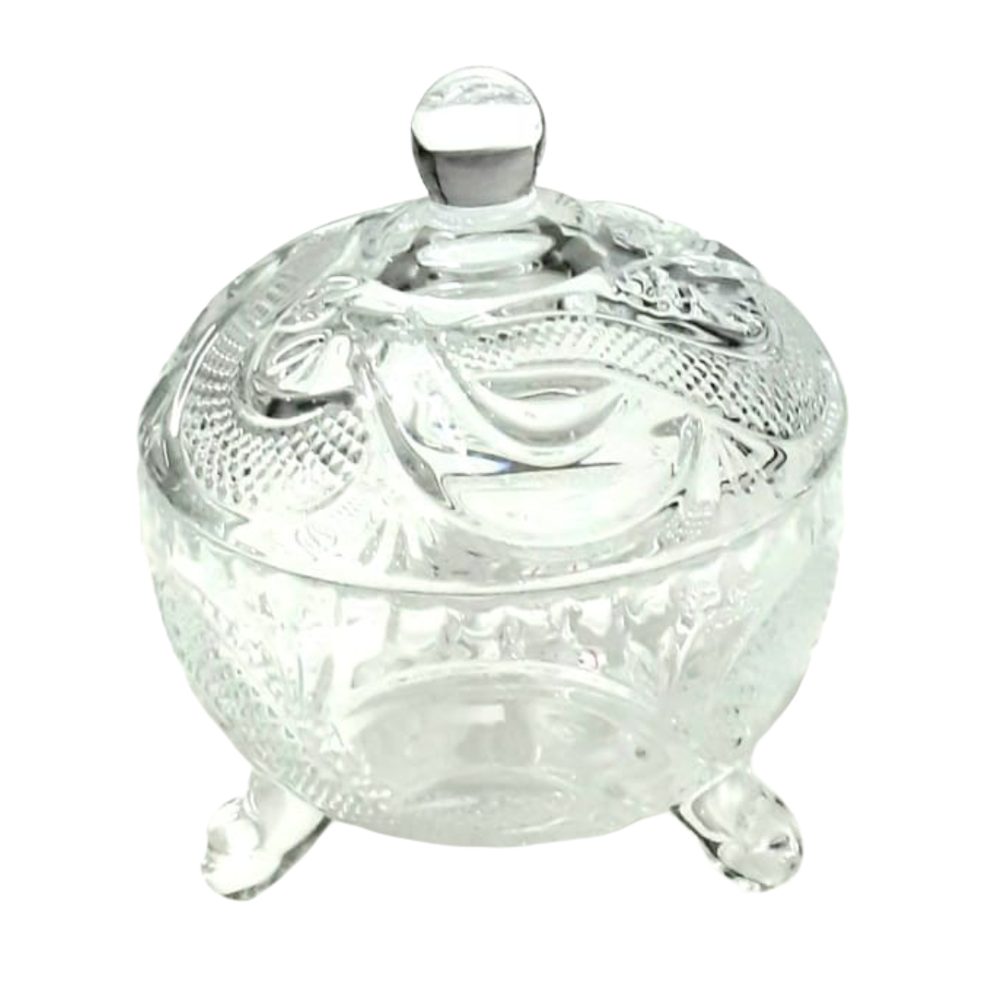 Footed Glass Candy Pot with Lid