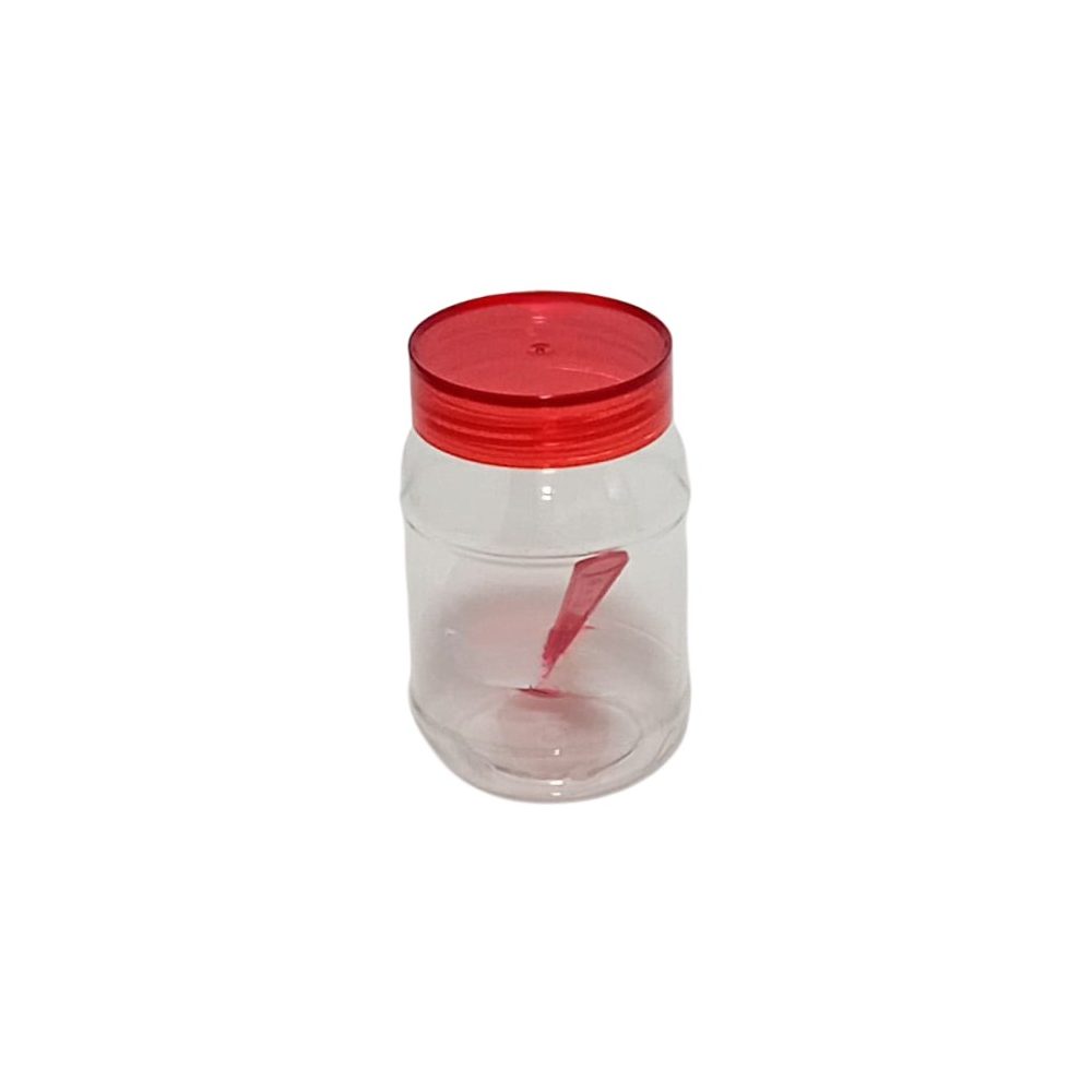 Clear PET Storage Jar with Red Lid