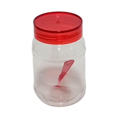 Clear PET Storage Jar with Red Lid