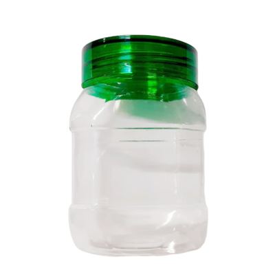 Square PET Jar with Green Lid