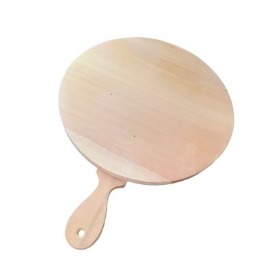 Round wooden pizza serving paddle