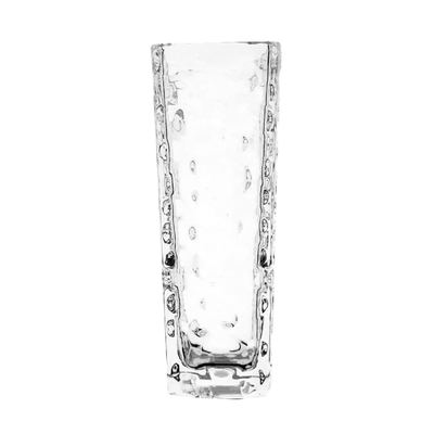 Small square dimpled glass vase