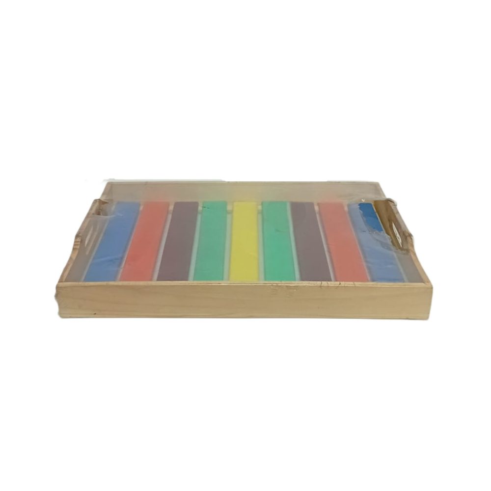 Striped Wooden Serving Tray