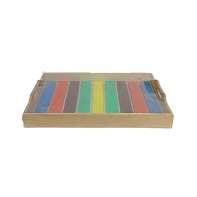 Striped Wooden Serving Tray
